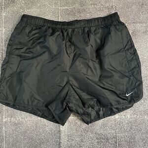 Men's Vintage 90s Nike Black 3" Unlined Shiny Athletic Running Track Shorts Sz L